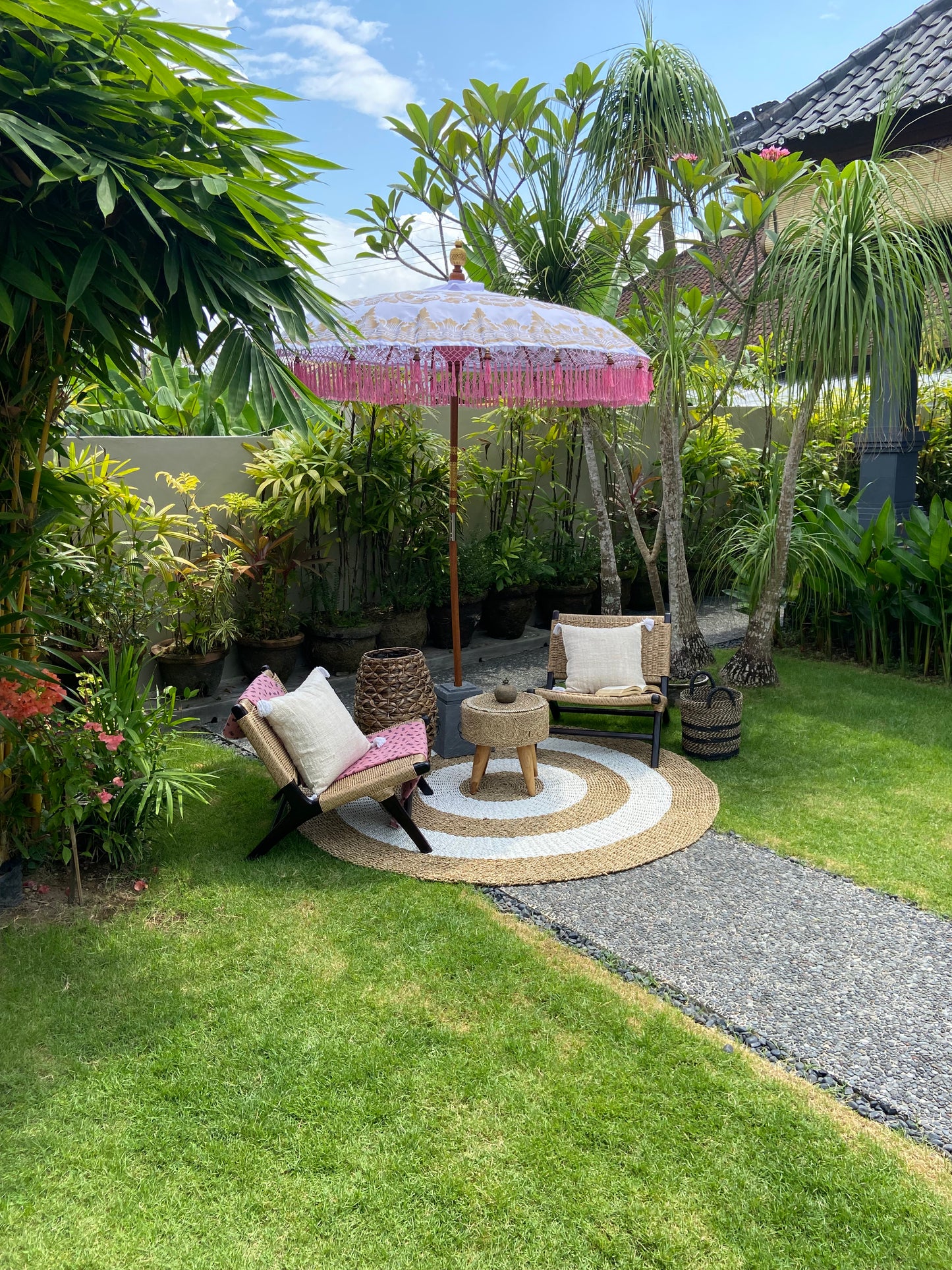 Bali Collection - Pink,  White & gold  - 2 meters wide