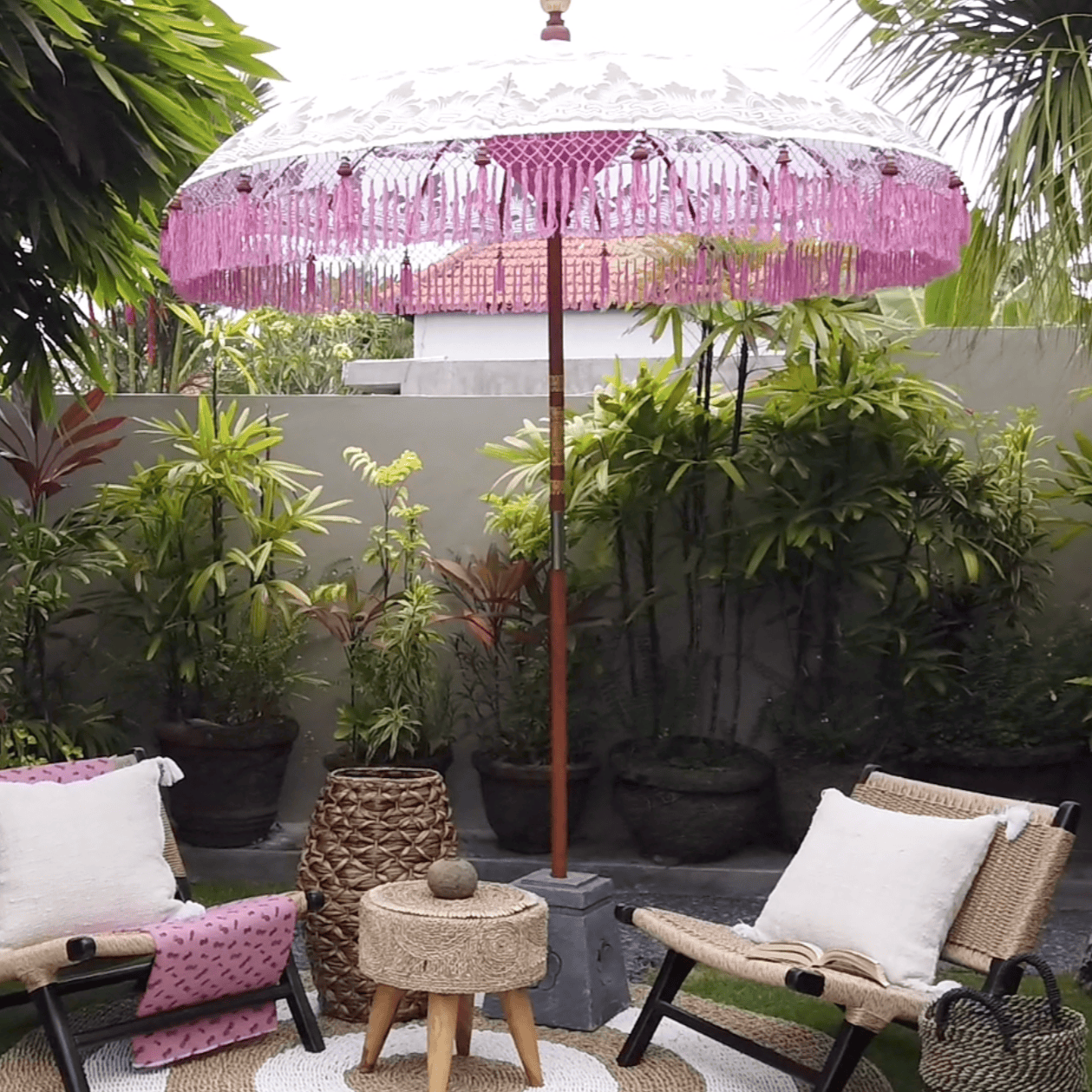 Bali Collection - Pink,  White & gold  - 2 meters wide